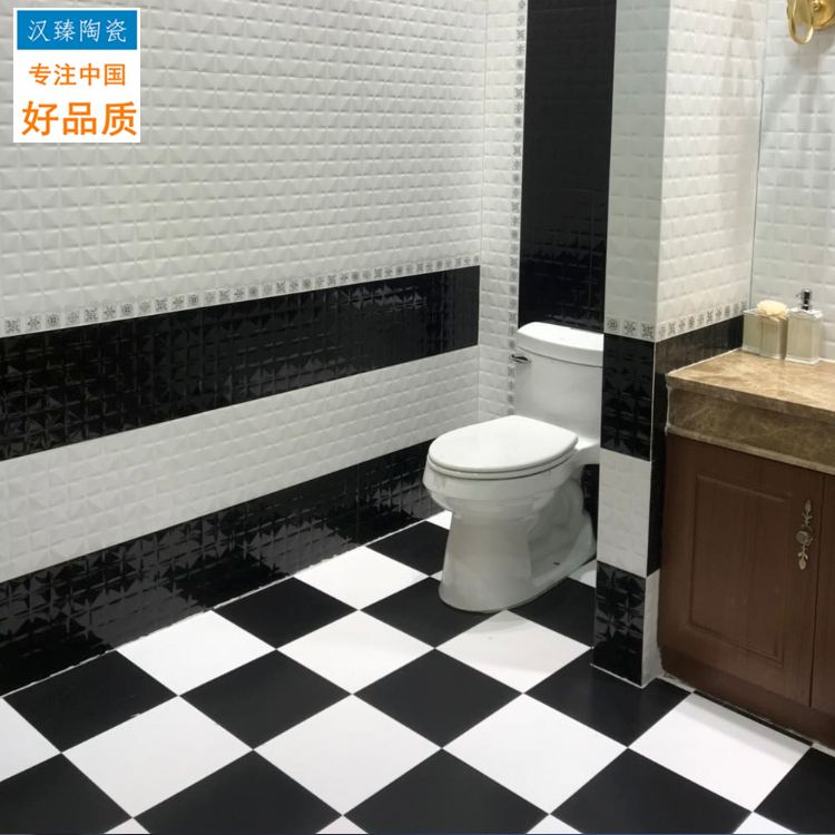 Barber Fruit Car Wash Supermarket Black and White Tiles Non Slip Wear Resistant Matte Kitchen Bathroom Floor Tile Balcony Brick Wall Tiles