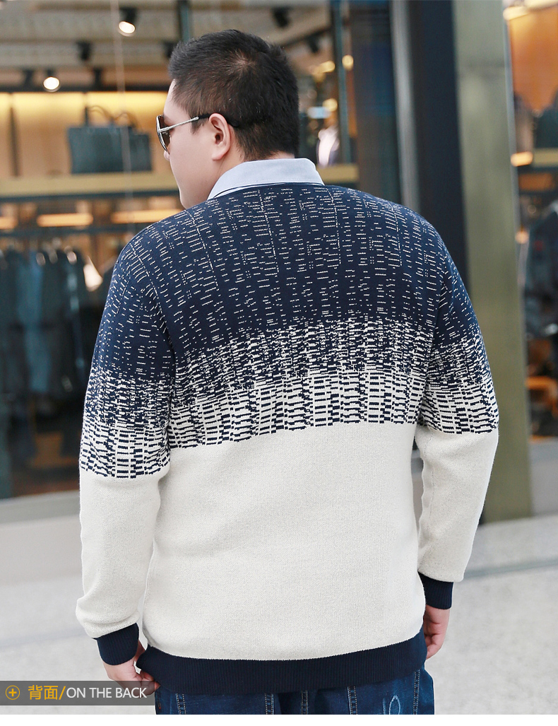 Quần áo nam size lớn cộng với phân bón để tăng thu đông mùa đông mới cực to béo mập sweater Áo len cổ chữ V áo len dài tay nam - Áo len áo len