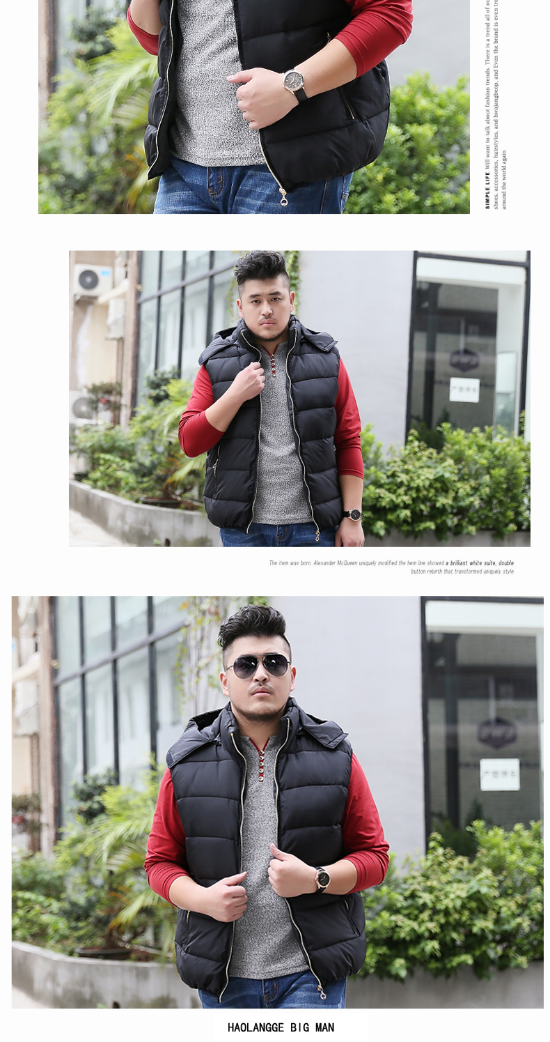 Người đàn ông béo cộng với phân bón XL bông vest vest quá khổ vest vest béo áo lớn mùa thu đông quần áo nam