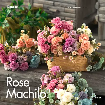 Autumn color carnation simulation flower dry flower single bouquet living room decoration flower Mother's Day bouquet silk flower fake flower decoration