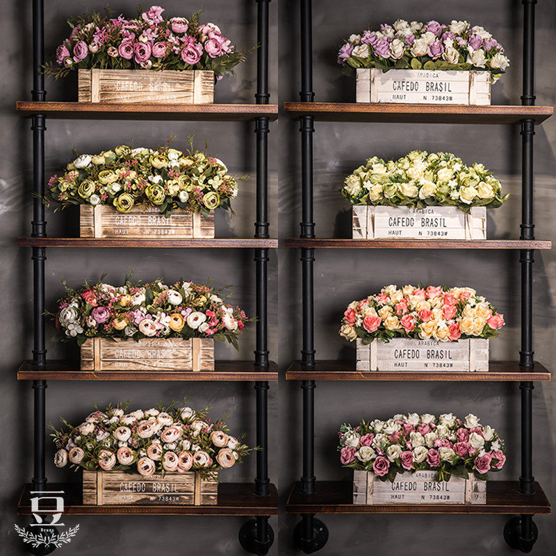 Fence Emulation Bouquet Fake Flowers Potted Flowers Potted Flowers Art Pendulum Pieces Dry Flowers Livingroom Window Terrace Furnishing Plastic Green Plant Flower Arrangement