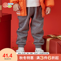 Beibeiyi childrens pants trousers 2021 autumn and winter new boys plus velvet pants childrens baby casual pants tide