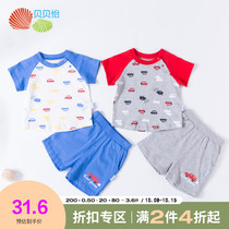 Beibaili baby clothes Boys short sleeve set thin 2021 summer new baby T-shirt shorts two-piece set
