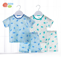 Bebeyi baby suit pure cotton summer thin with baby clothes foreign air children casual T-shirt shorts two-piece set