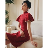 Ципао, летнее вечернее платье, красное свадебное платье, подходит для подростков