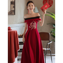 A shoulder toast for the bride 2021 New Chinese retro wedding engagement Thank you banquet dress female autumn Long