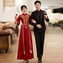 Chinese toast service bride 2021 new autumn wedding engagement red show dress female long
