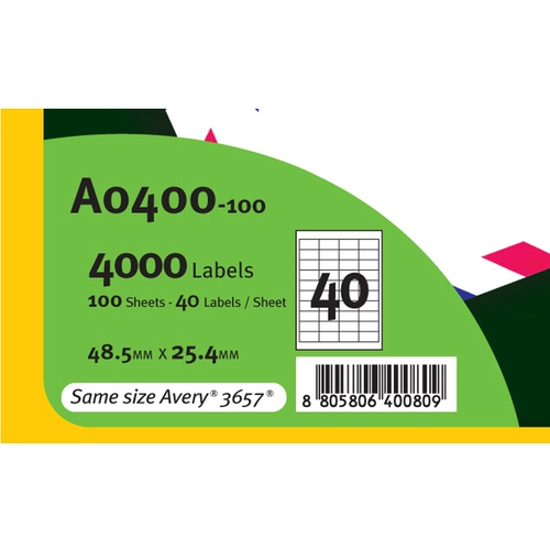Printec A0400-100 Печатная метка безпроницаемой адреса Адреса A4 100 Фотографии/пакет