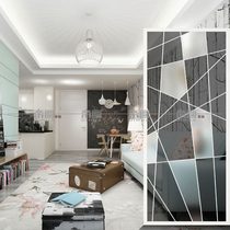 Art glass custom kitchen aisle living room partition double-sided frosted light transparent painted light luxury abstract line lattice
