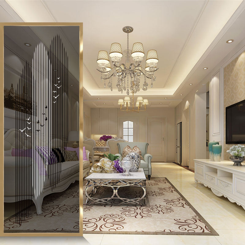 Nordic Art Glass Partition Living Room Frosted Light Transmission Screen Modern Brief Season Migratory Birds Background Wall Genguan Customization