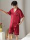 Men's pajamas summer ice silk short-sleeved red zodiac year high-end summer wearable pajamas home clothes set