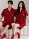 ສີແດງ wedding newlywed couple pajamas summer style 2026 ໃຫມ່ ice silk ແຂນສັ້ນຜູ້ຊາຍແລະແມ່ຍິງ summer ເຄື່ອງນຸ່ງຫົ່ມເຮືອນຜ້າໄຫມ