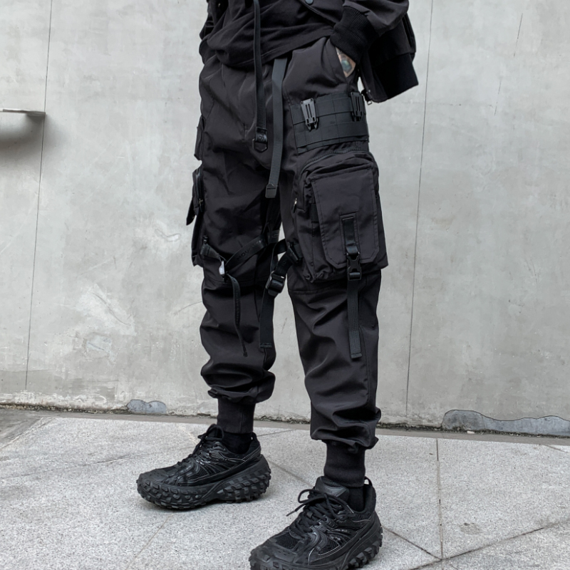 Yabi Punk Mercenary Pants Men's Pilot Heavy-Duty Paratrooper Tactical Cargo Pants Functional Style Soldier Assault Pants