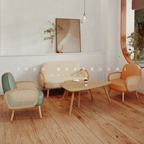 Customize the cafés milk tea shop designers solid wood chetto sofa book dessert shop rest area Nordic table and chairs