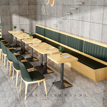 Burger Shop West Restaurant Restaurant Hotel Semicircle Lean Wall Solid Wood Cassette Sofa Fire Pot Shop Canteen Dining Bar Table and chairs Composition