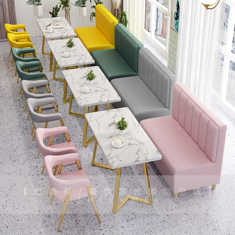 Net red milk tea shop table and chairs dining room café close by wall cassette sofa baking sweet shop small eating shop table and chairs combination