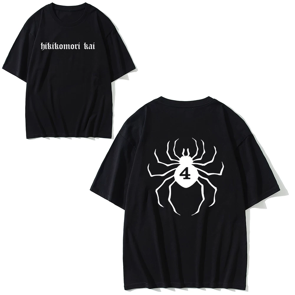 Hikikomori kai men's same back, the back of the spider 4 pattern short -sleeved T -shirt