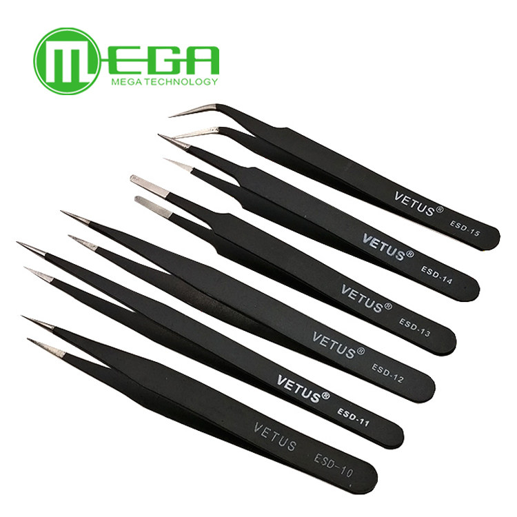 Anti-magnetic anti-acid tweezers High elastic stainless steel tip tweezers Anti-static tweezers ST ESD set