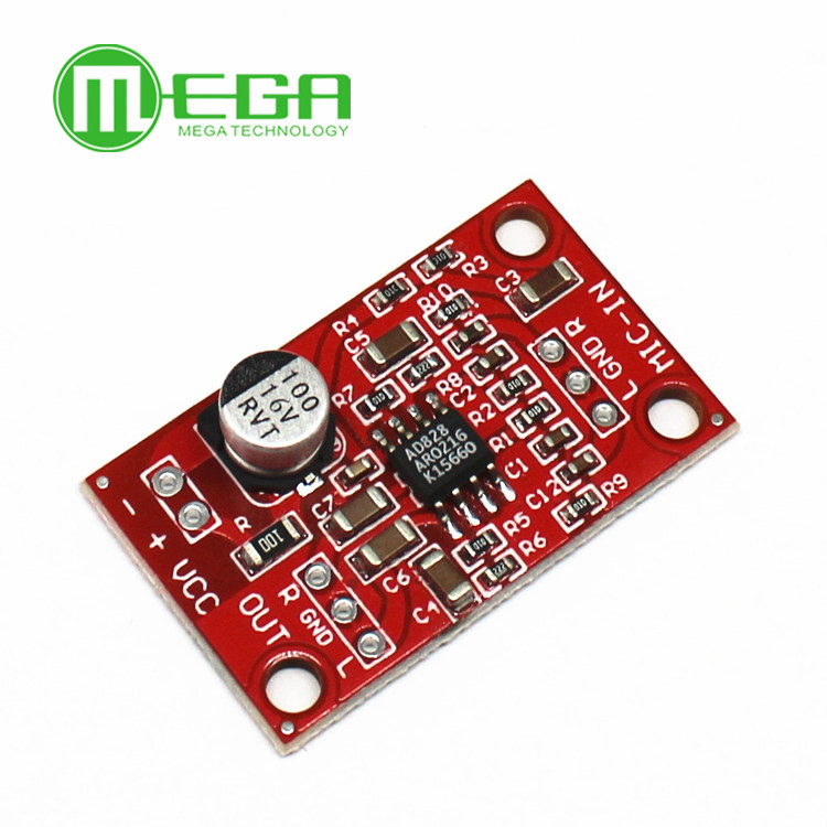 AD828 stereo motion lap microphone front level enlarged plate amplification module Audio amplification DIY retrofit accessories