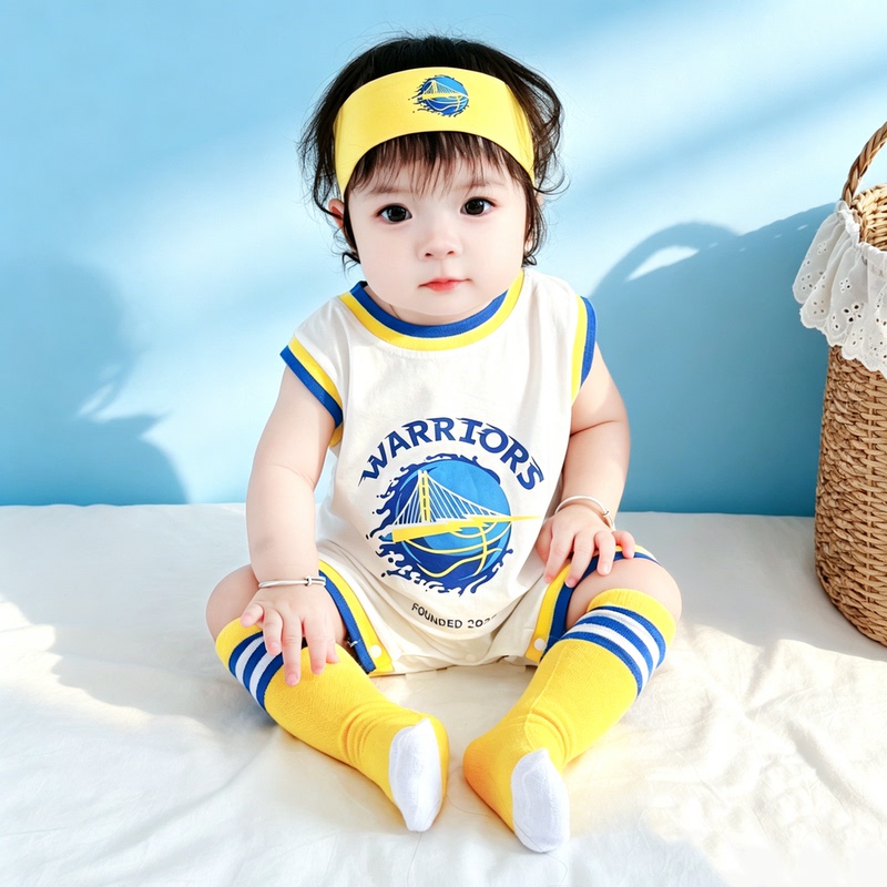 Baby Jumpsuit Cartoon Cute Sports Pure Cotton Basketball Uniform Summer Thin Sleeveless Vest Romper for Boys and Girls Baby Jumpsuit Cartoon Cute Sports Pure Cotton Basketball Uniform Summer Thin Sleeveless Vest Romper for Boys and Girls