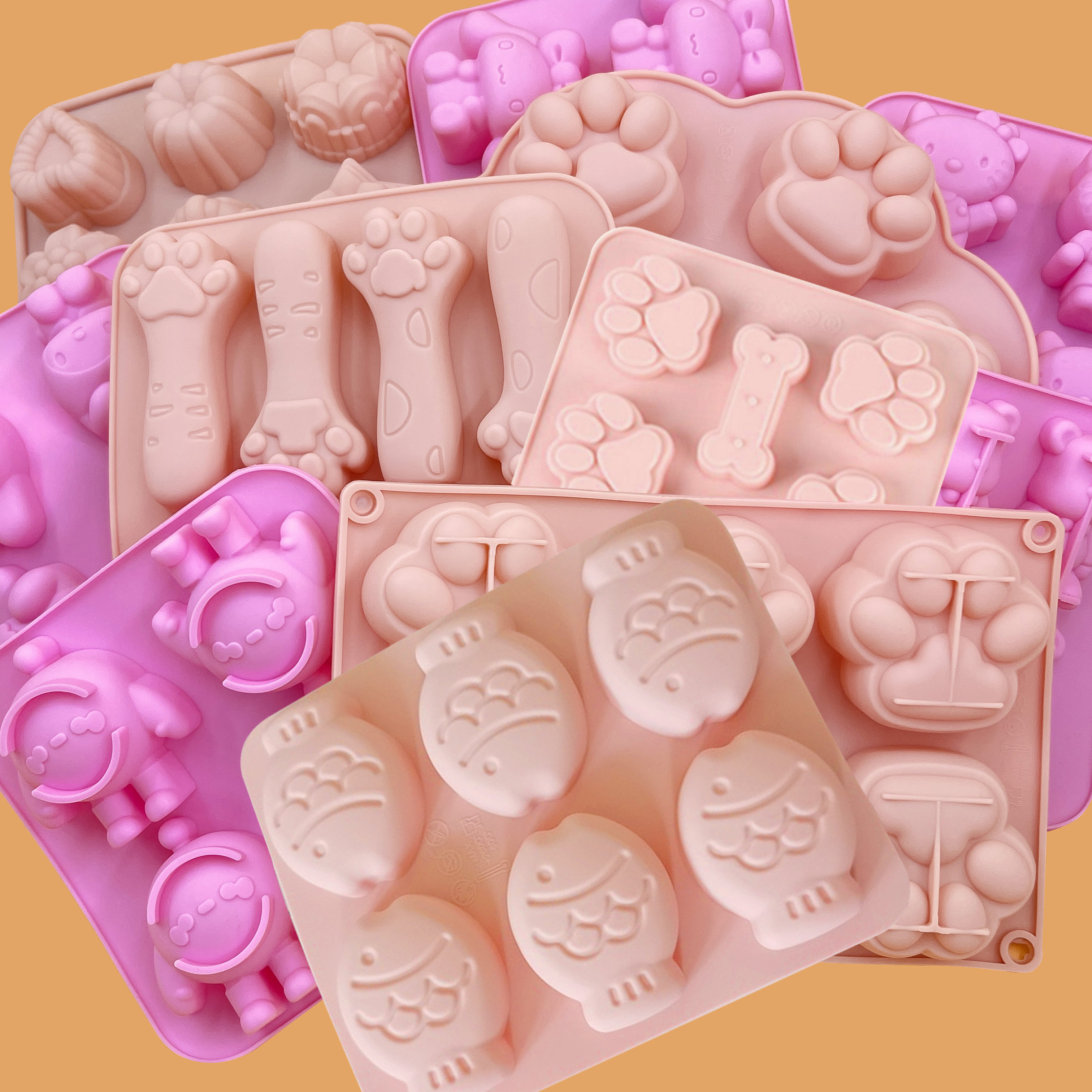 6-Cavity Fish and Cat Paw Silicone Chocolate Mold - Detail image 1