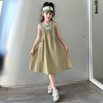 Girls suspender skirt summer suit 2024 new childrens summer style dress large childrens vest princess skirt