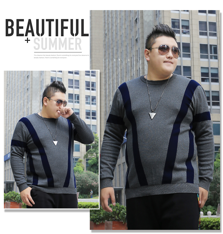 Áo len nam size rộng, áo len nam có thương hiệu chất béo cộng với phân bón cộng với áo len cotton cổ rộng chất béo mùa đông - Hàng dệt kim áo khoác mùa đông nam