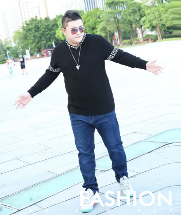 Mùa thu và mùa đông cỡ lớn áo thun gió nam quốc gia cộng với chất béo cộng với áo len cotton rộng cho nam áo hoodie nam