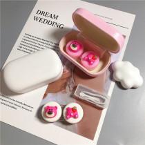 Cartoon Strawberry Bear Contact Lens Case Personality Portable Color Contact Storage Box Cute Girl Nursing Box Companion Box