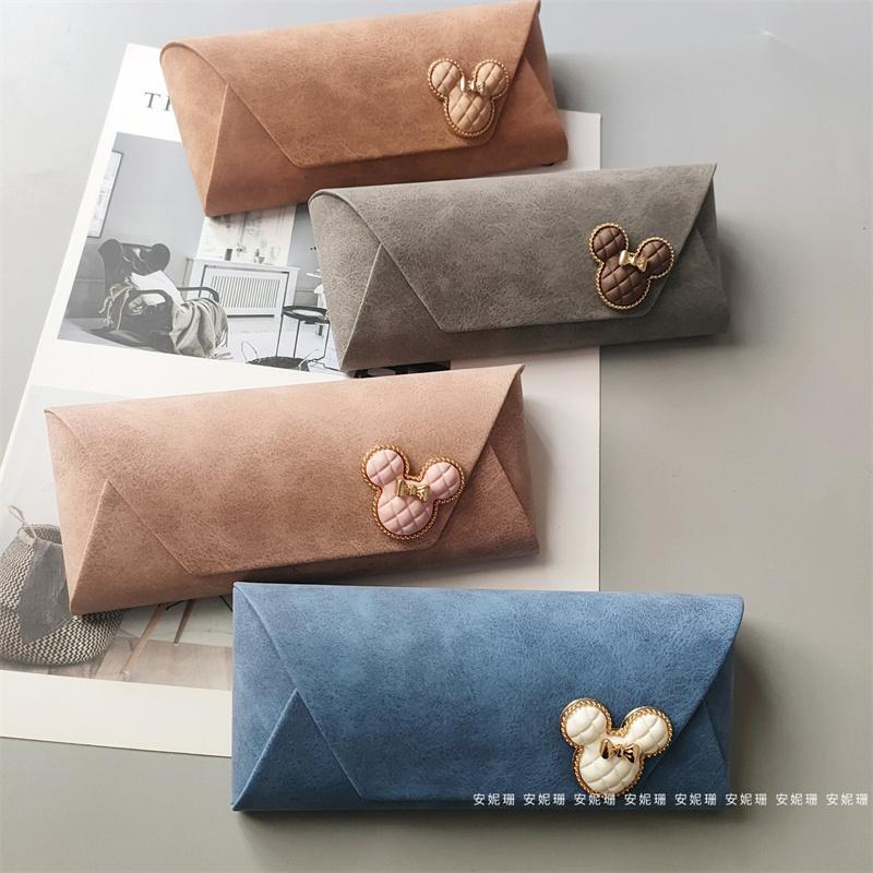 2025 New Mickey Eyeglass Case, Japanese-Style High-End Anti-Pressure Sheepskin Pattern Portable Sunglasses Storage, High-Value Eyewear Bag