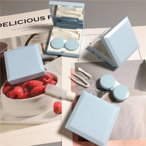 Textured ins cold wind contact lens case solid color simple portable beauty contact storage box nursing box companion box