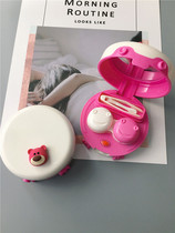 Cute Bear Contact Lens Case Electric Cleaner Automatic Cartoon Portable Myopia Storage Box Color Contact Lens Box