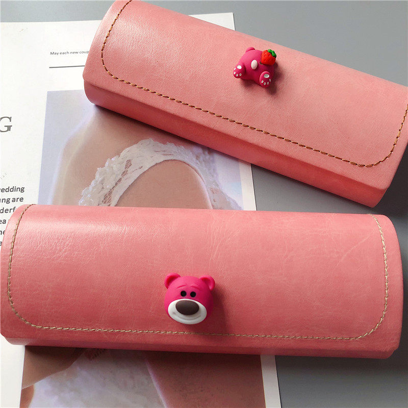 Cute cartoon frame myopia glasses box summer sunglasses storage box portable anti-stress student Japanese Korean version
