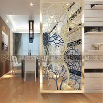 European art glass partition wall Screen aisle entrance Living room background wall Carved frosted craft Modern style