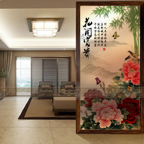 Modern art glass screen partition double-sided light-transmitting background living room porch carving process flowers blossom