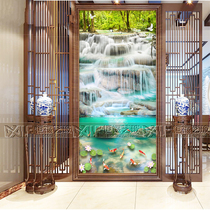 Art glass background wall Entrance screen partition Living room corridor Carved craft glass Jane European running water to make money