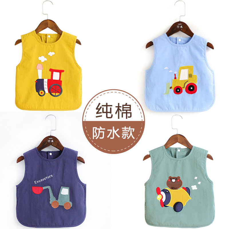 Baby summer thin bib baby blouse sleeveless tank top type rice coat pure cotton children's overcoat stainproof clothing meal list
