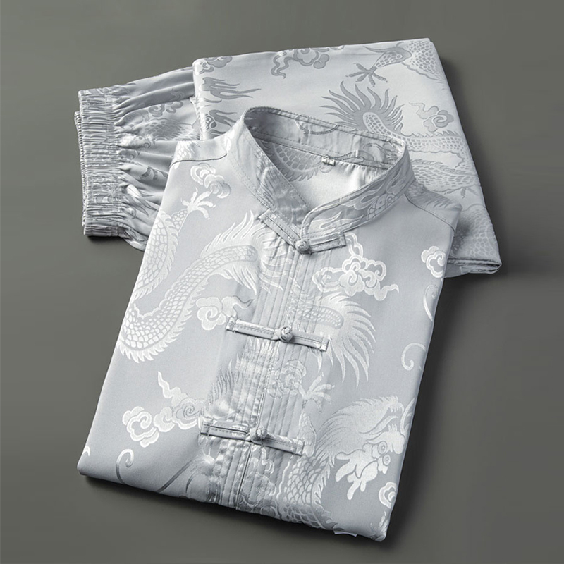 Silk Tang Suit for Men, Middle-Aged and Elderly, Ice Silk Short-Sleeved Chinese Style Summer Outfit for Dad, Silk Clothing for Grandpa Silk Tang Suit for Men, Middle-Aged and Elderly, Ice Silk Short-Sleeved Chinese Style Summer Outfit for Dad, Silk Clothing for Grandpa