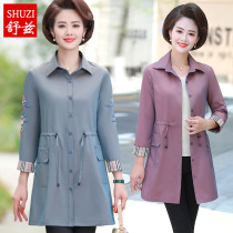 Middle-aged mother Spring and Autumn thin coat large size middle-aged womens style windbreaker