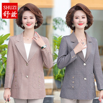 New middle-aged mother autumn coat middle-aged women casual suit jacket 40-50 year old lapel plus size shirt