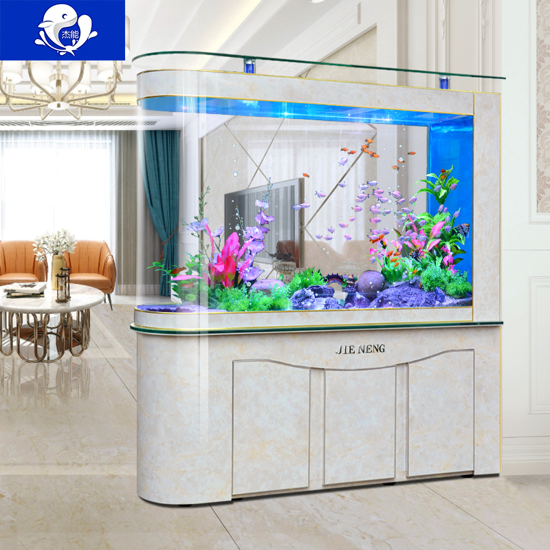Bullet fish tank Living room household glass ecological aquarium Entrance screen landscaping Large shoe cabinet free water change