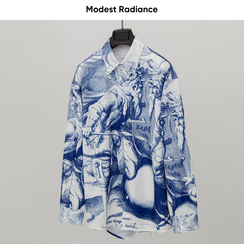Mr Studio Niche Design Greek Mythology Print Positioning Print Holiday Long-Sleeved Loose Shirt 8838