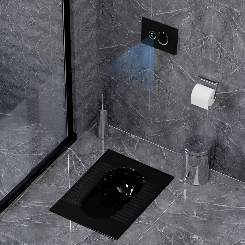 Black Squat Toilet, Odor-Proof Squat-Style Urinal, Ceramic with Siphon, Concealed Installation, Smart Sensor Water Tank, Automatic Flushing Black Squat Toilet, Odor-Proof Squat-Style Urinal, Ceramic with Siphon, Concealed Installation, Smart Sensor Water Tank, Automatic Flushing