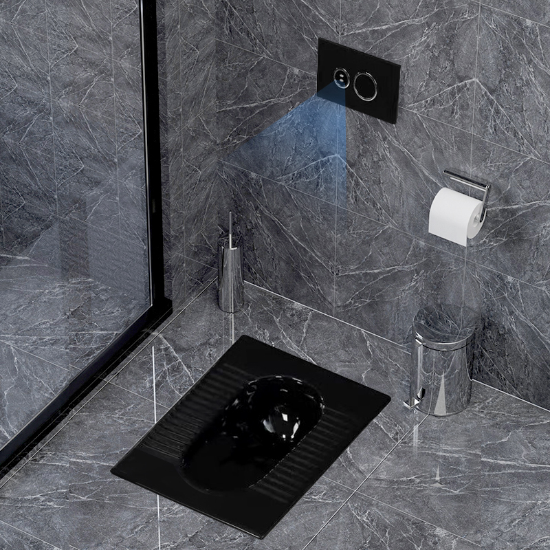 Black Squat Toilet, Odor-Proof Squat-Style Urinal, Ceramic with Siphon, Concealed Installation, Smart Sensor Water Tank, Automatic Flushing Black Squat Toilet, Odor-Proof Squat-Style Urinal, Ceramic with Siphon, Concealed Installation, Smart Sensor Water Tank, Automatic Flushing