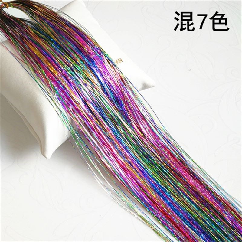 Decorative braided hairdresser head model gold wire hair extension ribbon hair gold thread shape rainbow strip ethnic braids