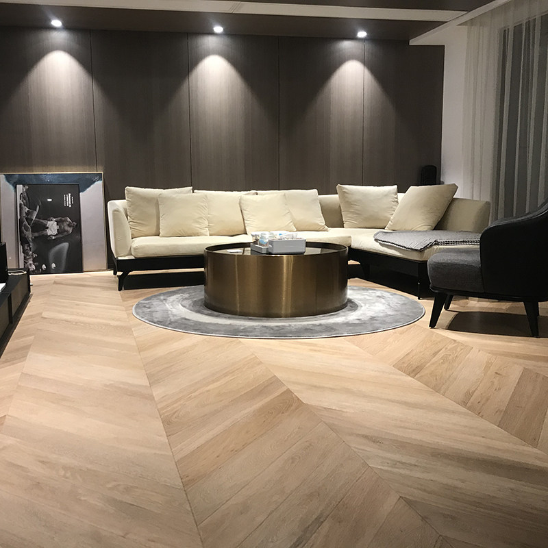 Nordic designer oak large fishbone parquet floor solid wood multi-layer flooring three layers of fishbone pattern flooring home heating