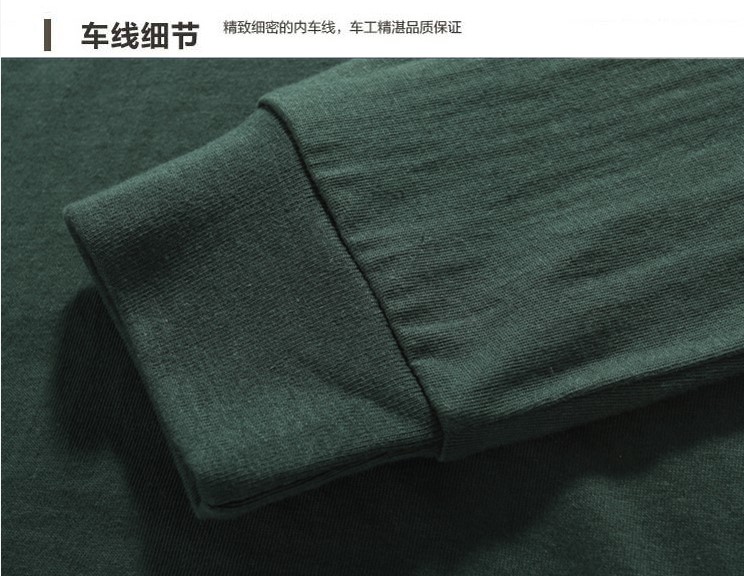 Đặc biệt hàng ngày mùa xuân cotton dài tay nam kích thước lớn Áo thun rộng cổ cotton giản dị cộng với quần áo Wei nam béo áo form rộng nam