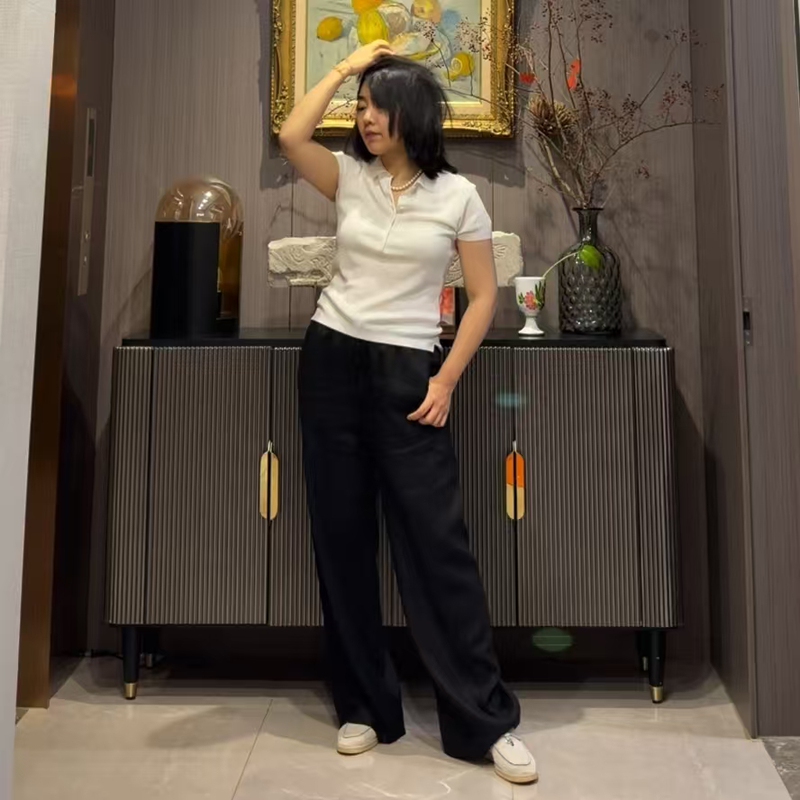 100% Linen Air Pants for Women, Summer Style, One-Piece Design Without Side Seams, Slimming Casual Pants, Classic Model from Lp and Xiaoma