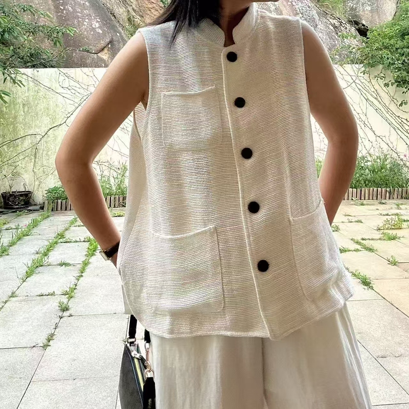 Old Money Style Linen Vest for Women, Summer Design, Casual Suit Vest, High-End Thin Jacket Old Money Style Linen Vest for Women, Summer Design, Casual Suit Vest, High-End Thin Jacket
