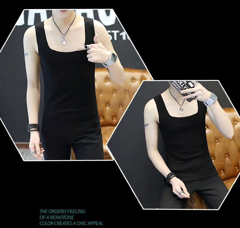 Liền mạch và vô biên nam chất rắn cotton Slim vest skinny thể thao thể thao chạm đáy mồ hôi vest nam công việc ba lỗ